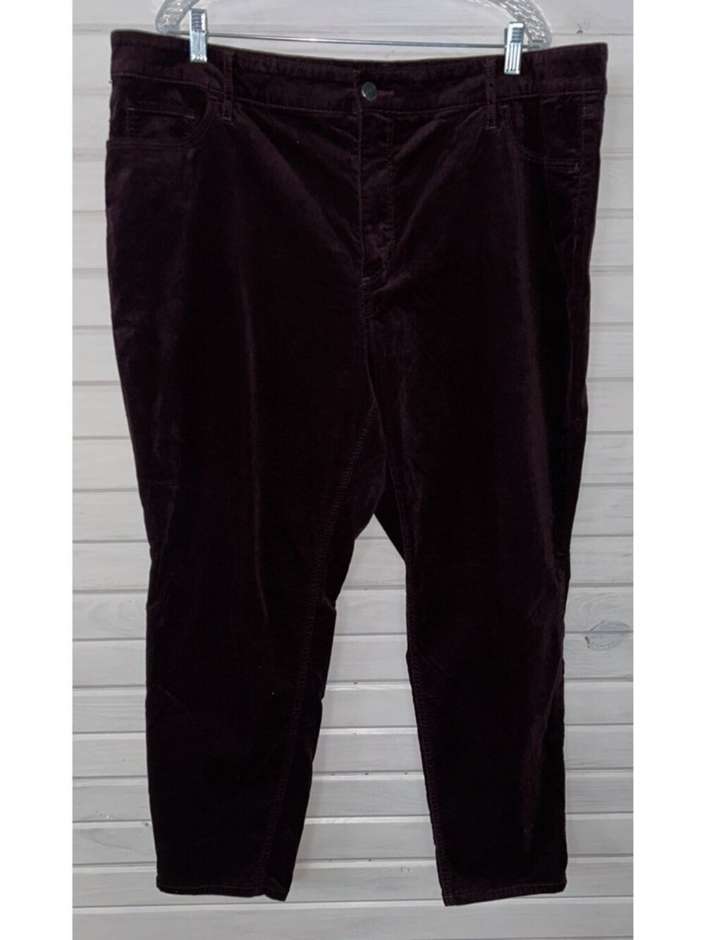 Ann Taylor LOFT Sz PLUS 24 High Waist Skinny Velvet Pants Burgundy Stretch EUC